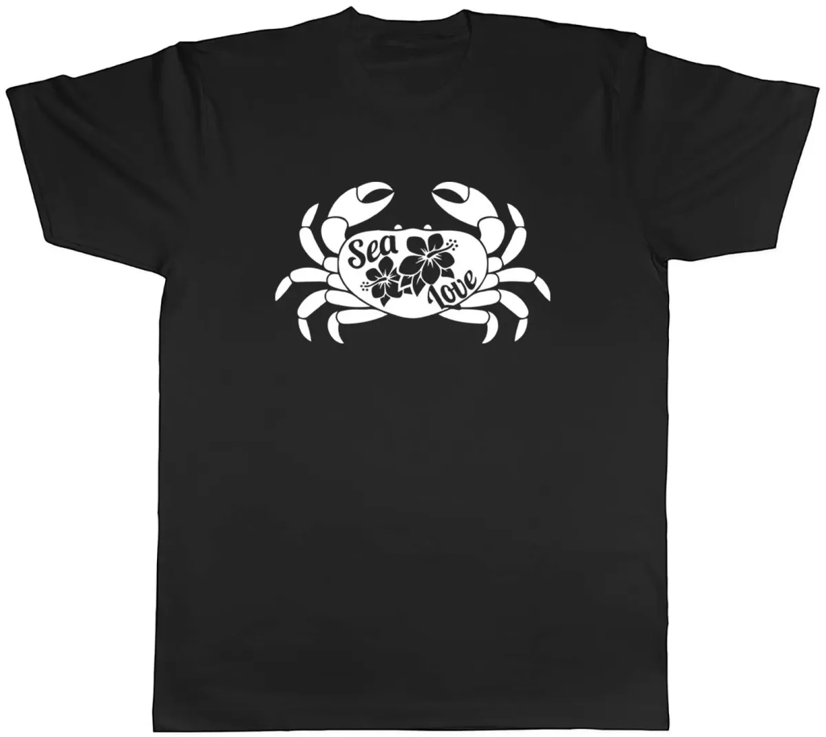 Women's T-Shirts Sea Love With Flowers & Crab Mens Unisex T-Shirt Tee_ecoleips.com