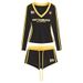 Women's Clothing Women's Retro V Neck Color Blocking Print Long Sleeve T-Shirt And Shorts Set Trendy Hot Girl Brand_ecoleips.com