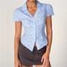 Aria Basics Aria Basics 2025 European And American Cross-border Summer New Women's Clothing V-neck Ruched Striped Short-sleeve Shirt,_ecoleips.com