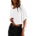Summer Casual Women's Oversized Batwing Sleeve T-Shirt Knot Short Sleeve Top For Women_ecoleips.com
