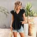 DiYun's Self-designed Short-sleeve Solid Color Hollow-out Shirt For Women, 2026 Summer Elegant Commuter V-neck_ecoleips.com
