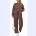 Cozy Winter Lounge Set – Long-Sleeve Knit Top & Tied-Waist Wide-Leg Pants (S-5XL, 4 Colors, Stretchy Polyester-Spandex Blend)_ecoleips.com