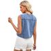 European And American Cross-Border Spring New Washed Slim Fit Collarless Denim Short Vest Cardigan Sleeveless Top_ecoleips.com