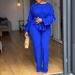 Elegant European American Style Winter Two Piece Set Women's Slim Waist Top With Long Sleeves And Ruffle Drawstring Elastic Pants_ecoleips.com