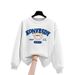 Women's Unique Design round Neck Sweatshirt Loose Fit Casual Stylish Fleece Lined Thickened Top for Spring Autumn Winter_ecoleips.com