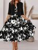 2024 Europe And The United States Autumn New Women's Long Dress Two-piece Set Of Floral Print Round Neck Dress Coat Women_ecoleips.com