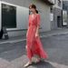 2026 Summer New Vintage Slimming Waist-Cinching Floral Long Dress, Super Elegant French Style, Flattering Chiffon Dress_ecoleips.com