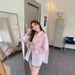 Embroidered Pink Striped Shirt Women's Korean POLO Collar New Thin Loose Sunscreen Shirt Long-sleeved Casual Shirt_ecoleips.com