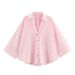 Women's Summer Wide Sleeve Shirt American Style Linen Mixed Pattern Casual Top For Ladies_ecoleips.com