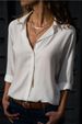 2018 Autumn Winter Women's Long Sleeve Deep V Button Chiffon Blouse_ecoleips.com