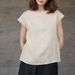 Women's Minimalist Style Pure Linen Short Sleeved T-Shirt Breathable round Neck Flutter Sleeve Design Solid Color Summer Top_ecoleips.com