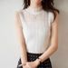 White Lace Wool Sweater Knitted Base Shirt French Style Sleeveless Camisole Women Half High Collar Inner Layer Suit_ecoleips.com