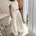 Women's Fashion Solid Color Single Room Petal Sleeve High Waist Temperament Pants Suit For Women_ecoleips.com