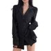 Black Striped Long-Sleeved Shirt With A Sleek, Waist-Closing Silhouette That Flatters The Figure, Perfect For Versatile_ecoleips.com