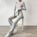 Voya Women's Simple Lazy Style Fashion Set Autumn/Winter Home Solid Color Comfort Two Piece Set_ecoleips.com
