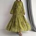 Modest Abaya Dress Elegant Muslim Floral Maxi Dress – Tiered Ruffled Sleeves & Tie-Waist Design_ecoleips.com