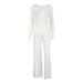 White Knitted Printed Sleeve Long Pants Loose Pajamas Two-Piece Set 2026 European And American Autumn Winter New Women's_ecoleips.com