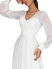 Women's 2023 spring and summer long dress independent stand sexy long sleeve chiffon mesh hem dress_ecoleips.com