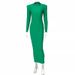 Hugcitar Solid Long Sleeve With Shoulder Pads Turtleneck Maxi Dress 2022 New Year Women Fashion Streetwear Elegant Skinny_ecoleips.com