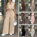 Women's Casual Versatile Collared Sleeveless Top And Drawstring Elastic Waist Trousers Set European American Style Spring Summer New_ecoleips.com