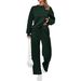 Women's Clothing Elegant Knit Two-Piece Set - Long Sleeve Top & Wide-Leg Lounge Pants With Pockets Hot-selling_ecoleips.com