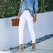 Women's Clothing White Skinny Jeans For Women Casual Solid Color Denim Jeans Regular Fit Spring/Autumn Summer Polyester_ecoleips.com
