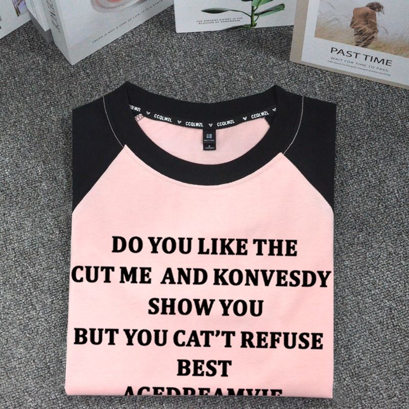 Women's Color Blocked Raglan Sleeve T-Shirt Off-Shoulder Short Sleeve Summer 2024 American Retro Style Inner Layer Top_ecoleips.com