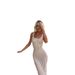 Women's Clothing New Beach Cover Up Casual Solid Color Split Backless Knitted Sling Outer Dress_ecoleips.com