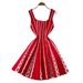 Women's French Style Jacquard Knit Dress Elegant Sleeveless A-Line Skirt with Fitted Waist And Pockets for Summer Commuting_ecoleips.com