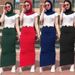 Seamless Stretchy High-Waist Pencil Skirt – Full-Length Bodycon Skirt For Women (Burgundy/Brown/Green)_ecoleips.com