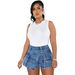 2025s CM8676 New Women's Stretch Denim Cargo Shorts With Zipper And Multiple Pockets_ecoleips.com