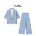 Women's Elegant Blazer And High-Waisted Straight-Leg Pants Set with Shoulder Pads Loose Fit Office Casual Outfit_ecoleips.com