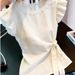 Summer Chic And Alluring Lace Trimmed Short Sleeved Shirt For Women, Stylish And Slimming Top._ecoleips.com