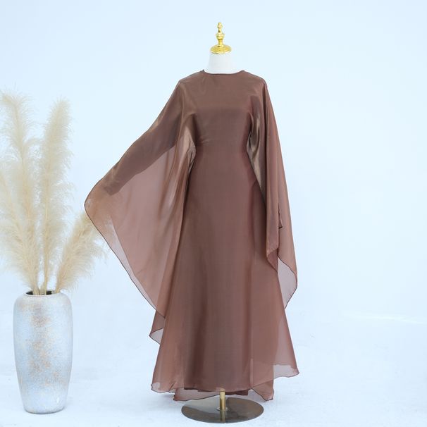 Voya Women's Elegant Satin & Chiffon Two-Piece Set – Layered Overlay Maxi Dress For Wedding Guests & Evening Galas (Plus Size)_ecoleips.com