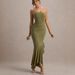 Luxury Solid Tone Bandeau Open‑Back Formal Gown High Waist Fitted Floor‑Length Evening Dress_ecoleips.com