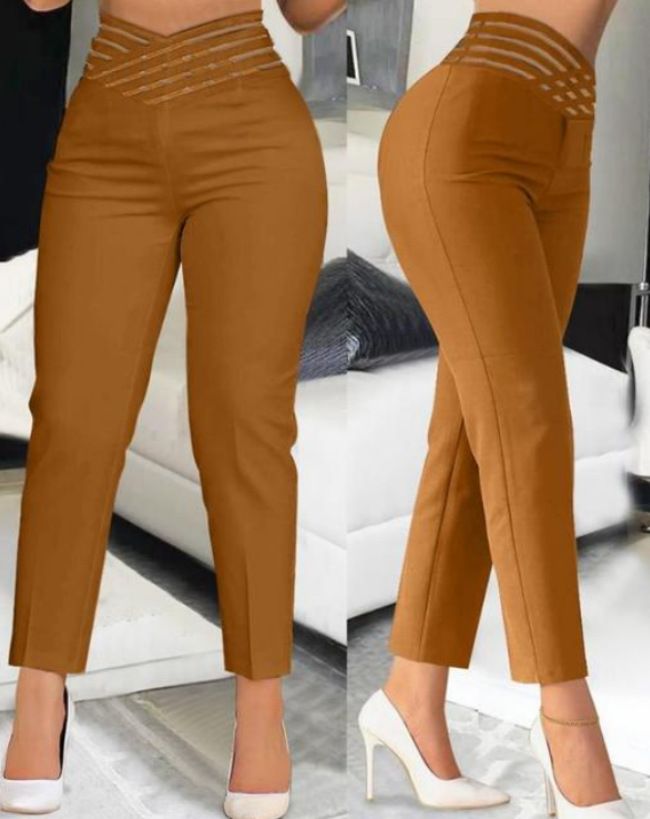 Women’s Clothing Spot e commerce independent station women's clothing hollow belt trousers high waist pencil pants_ecoleips.com