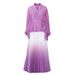 Women's Clothing Autumn Large Size Fashion Elegant Bat Sleeve Top Gradient Color Skirt Two Piece Set_ecoleips.com