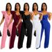 Women's Ruffled One-Shoulder Sleeveless Jumpsuit Deep V Neck Loose Fit Solid Color European American Style_ecoleips.com