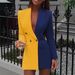 2022 European And American New Style Patchwork OL Professional Wear V-neck Cardigan Blazer_ecoleips.com