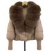 Women’s Short Puffer Jacket – Fox Fur Trim, Lightweight Down Coat (Detachable Hood, Oversized Collar, 14 Color Combos, S/M)_ecoleips.com