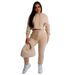 Women's Sexy Cropped Workout Two-Piece Set – Long Sleeve Top & High-Waisted Pants (S-XXXXL, 7 Colors)_ecoleips.com