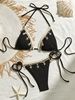 Women's Clothing New Style Lace Up Halter Neck Triangle Cup Beach Sexy Swimsuit Hot Spring Bikini_ecoleips.com
