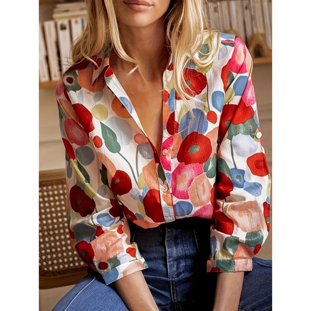 Year's Digital-Printed Women's Fashion Long-Sleeve Shirt Sells Well, Floral Top In Vibrant Colors_ecoleips.com