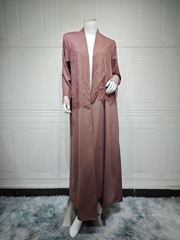 Modest Abaya Dress Elegant Modest Abaya With Lace Detailing – Dubai-Inspired Long Dress (S-XXL, Coffee Brown)_ecoleips.com