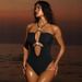 Women's Clothing Solid Color Halter Neck One Piece Bikini Sexy Slimming Cutout Swimsuit For Women Hot Beach Girl_ecoleips.com