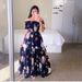 2025 New Cross-Border Spring/Summer European And American Women's Dr, Off-Shoulder Floral Fashionable Long Printed_ecoleips.com