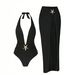 Sexy Solid Color One Piece Swimsuit 2025 European American Style Bikini Cross Border Female Swimwear_ecoleips.com