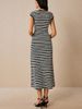 Women's Slim Fit Striped Knit Dress Sleeveless Long One Piece Skirt Elegant Autumn Casual Polyester Dress_ecoleips.com