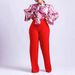 Women's Clothing Elegant Tie-Front Blouse & Straight-Leg Pants Set | Autumn Women’s Casual Outfit | Polyester Blend Matching Suit_ecoleips.com