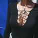 In-stock European And American Autumn Women's Clothing, Sexy Hot Girl Long-sleeve T-shirt, Solid Color, Lace-up,_ecoleips.com